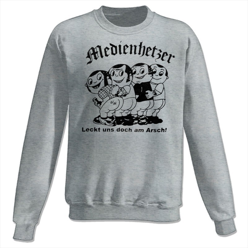 Medienhetzer - Leckt uns doch am Arsch, Sweatshirt grau melliert