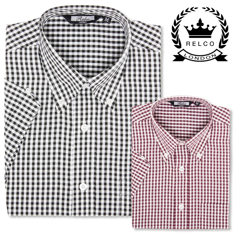 RELCO Clothing - Short Sleeve Checkered Gingham Shirt, versch. Größen