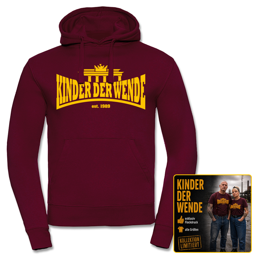 Kinder der Wende - Logo, Kapuzenpullover bordeaux
