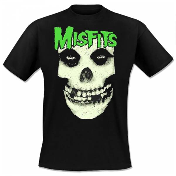 Misfits - Glow Jurek Skull, T-Shirt schwarz