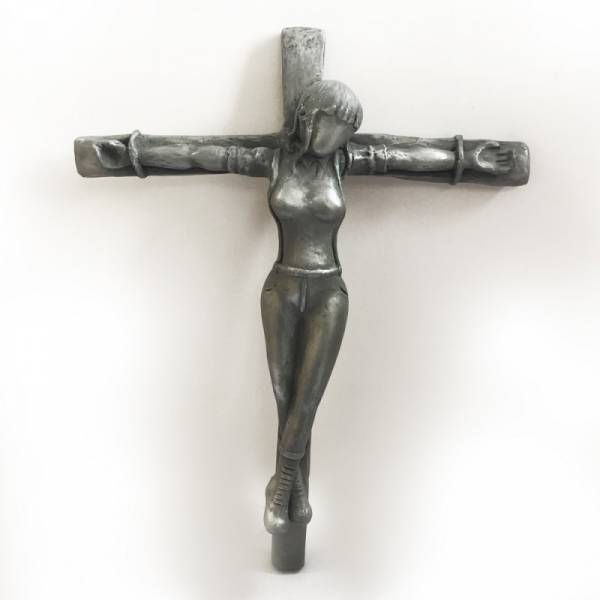 Crucified Skingirl - Gipsfigur silber/metall