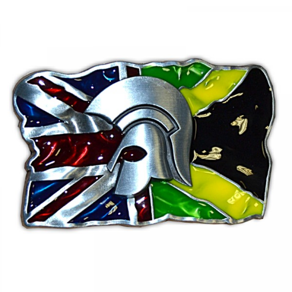 Trojaner-Helm Flagge UK-JAM, Gürtelschnalle