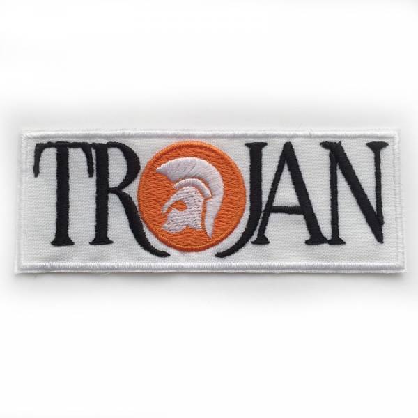 Trojan - Logo weiss, Aufnäher eckig