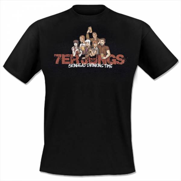 7er Jungs - Skinhead Drinking Time, T-Shirt schwarz