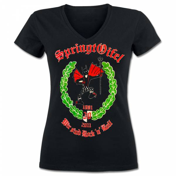 SpringtOifel - Engelstrompeten, Girl-Shirt schwarz V-Neck