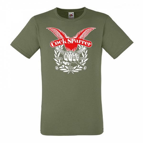 Cock Sparrer - Running Riot, T-Shirt oliv