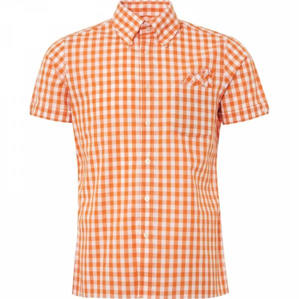 Brutus - Orange Check, Girl Button Down Hemd Kurzarm, Trim-Fit