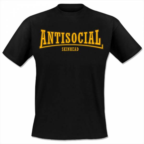 Antisocial - Skinhead, T-Shirt, verschiedene Farben (Gelber Druck)