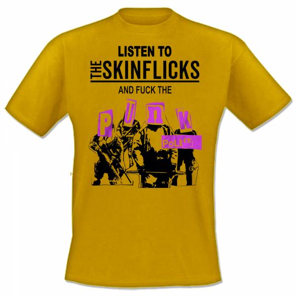 Skinflicks, The - Fuck the Punk Police, T-Shirt gelb